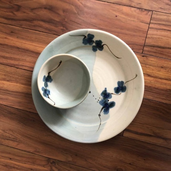 Kent A. Follette Pottery Flower Plate and Bowl